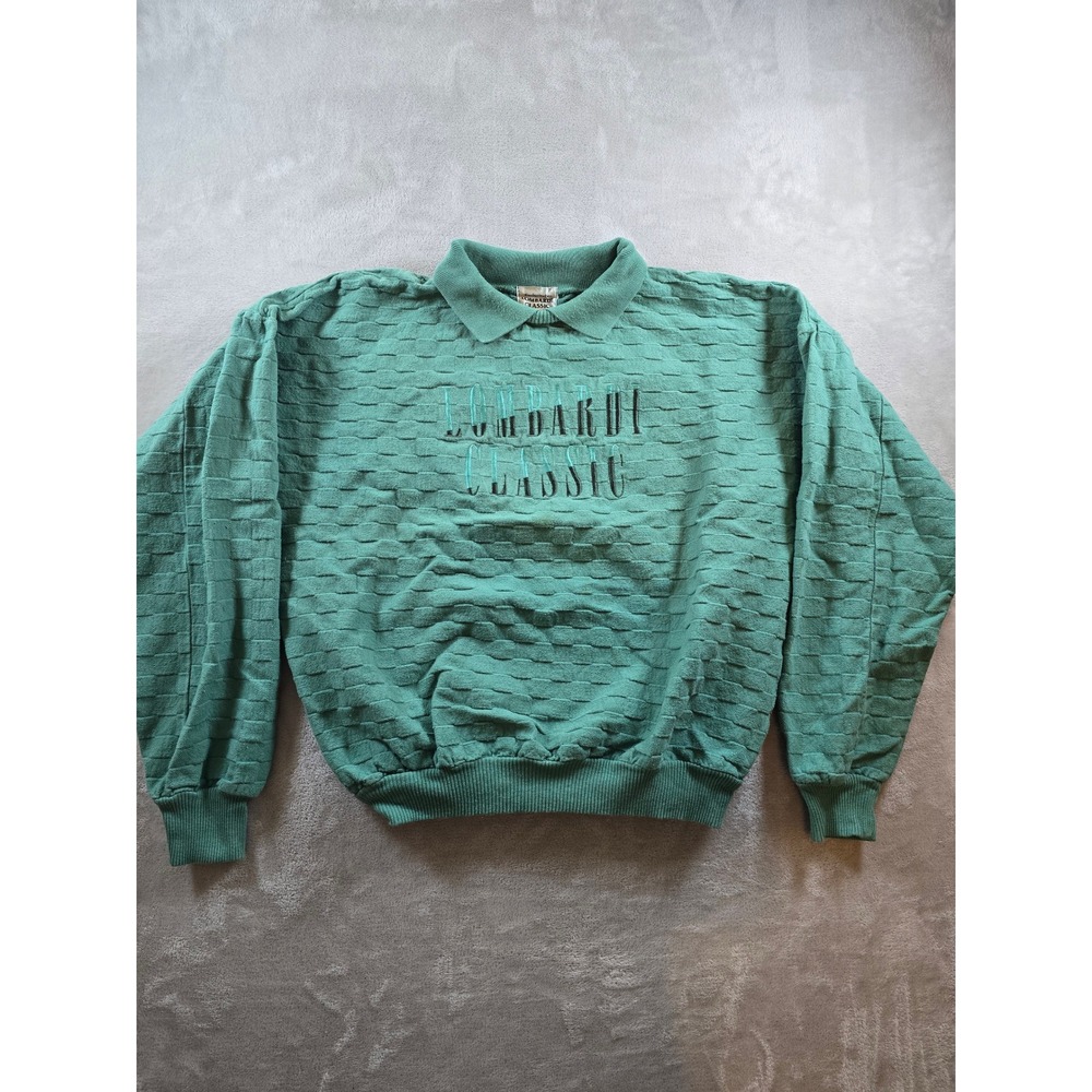 Vintage Sweatshirt Womens 2 Lombardi Classic Textured Collared Made in USA *Read